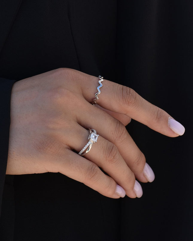 BeLove solitaire ring with cubic zirconia.