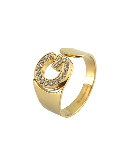 Delicate ring with initial and cubic zirconia.