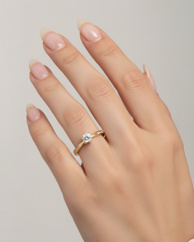 Delicate ring with cubic zirconia.