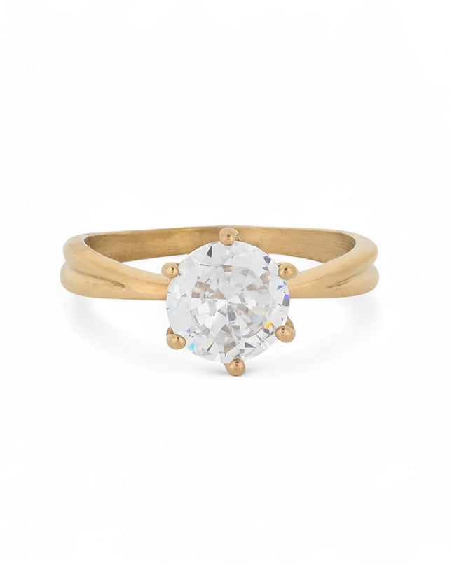 Brilliant solitaire steel ring GB