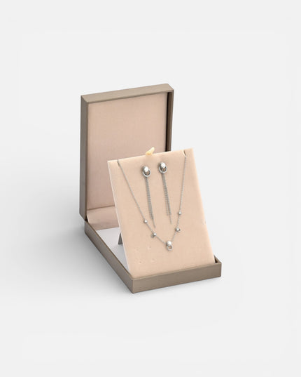 Steel set with pearls