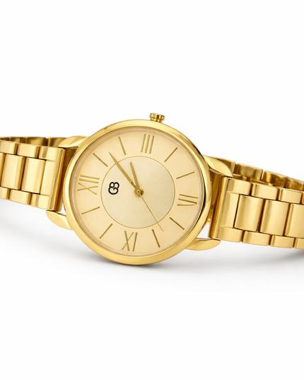 Gold analog watch | yellow dial GB