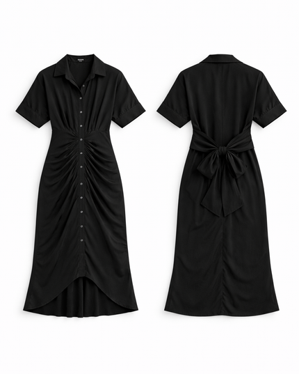 Vestido longo com gola