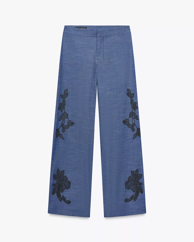 ZARA - Zara set consisting of a kimono shirt and loose-fitting pants with floral details.
