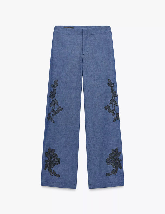 ZARA - Zara set consisting of a kimono shirt and loose-fitting pants with floral details.