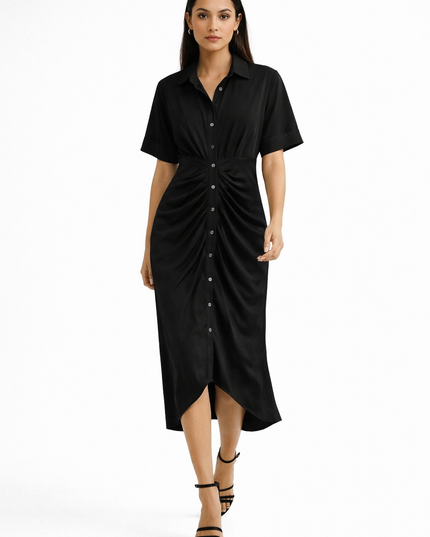Vestido longo com gola