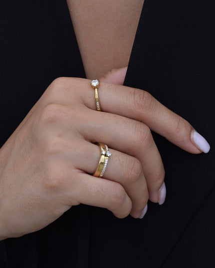Delicate ring with cubic zirconia.