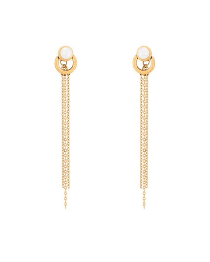 Long steel earrings with pearl GB