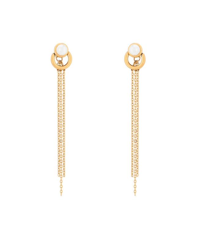 Long steel earrings with pearl GB