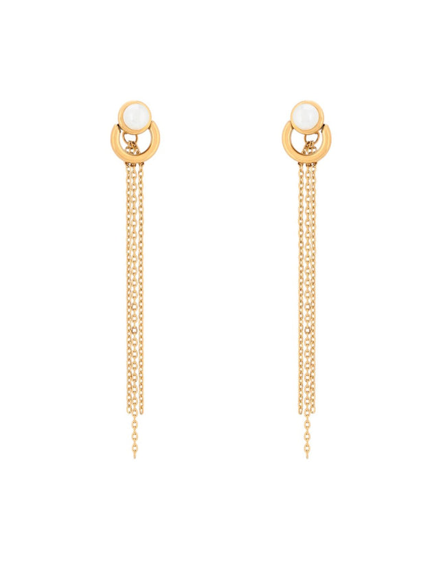 Long steel earrings with pearl GB