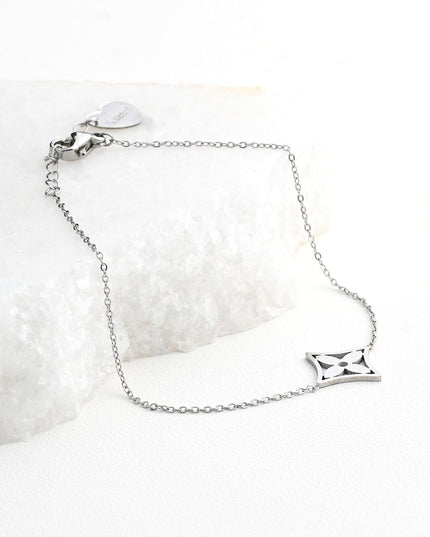 Thin steel bracelet with flower GB