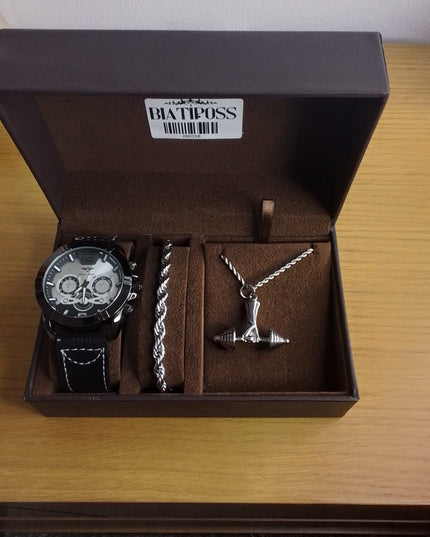 Men's Stainless Steel Set - Watch, Bracelet and Necklace