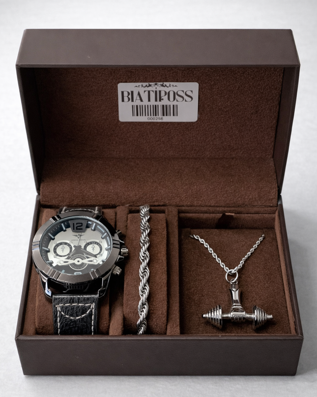Men's Stainless Steel Set - Watch, Bracelet and Necklace