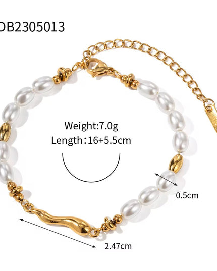 Stainless steel bracelet with water beads.