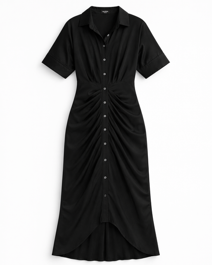 Vestido longo com gola