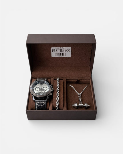 Men's Stainless Steel Set - Watch, Bracelet and Necklace