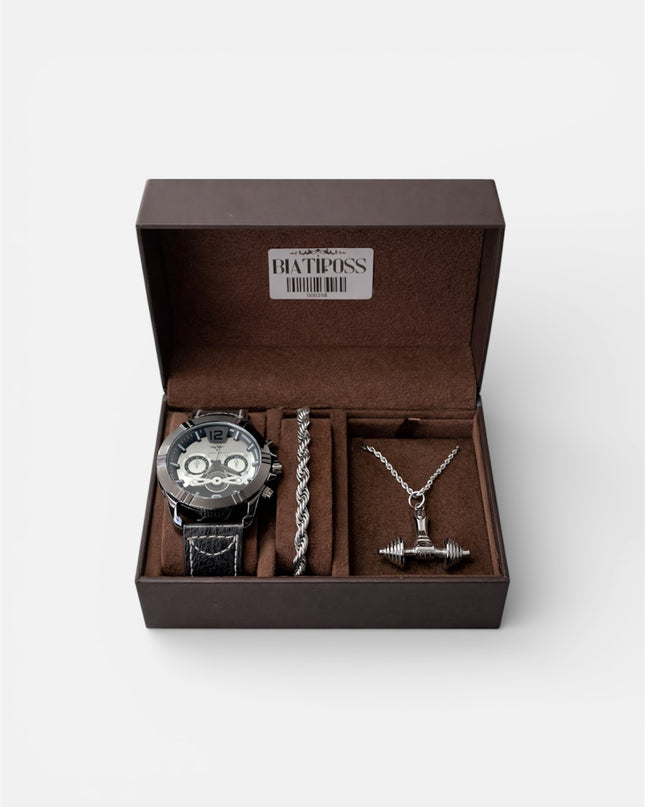 Men's Stainless Steel Set - Watch, Bracelet and Necklace