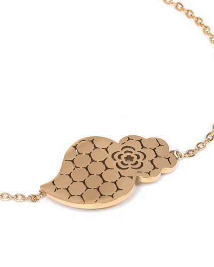 Steel Bracelet with Viana Heart and Textured Design (GB)