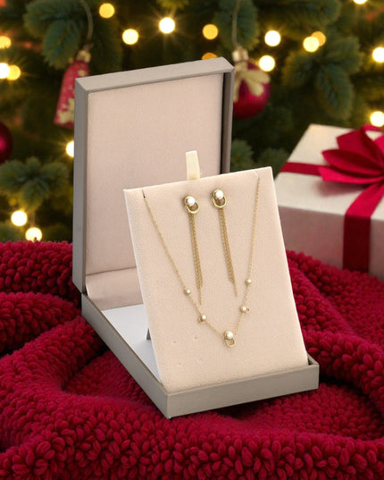 Steel set with pearls