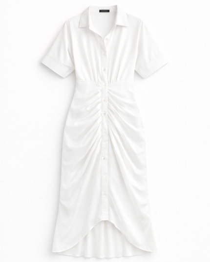 Vestido longo com gola