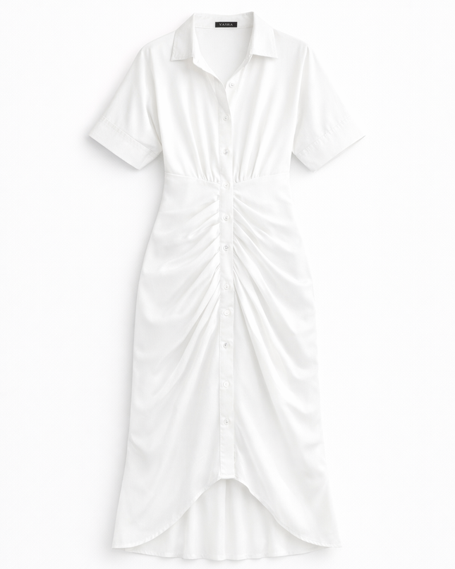Vestido longo com gola