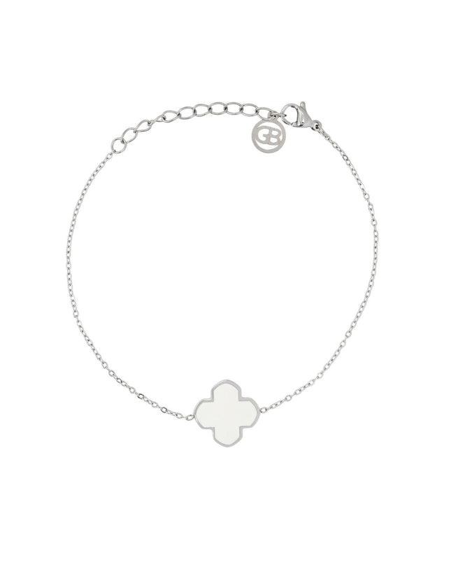 GB white clover steel bracelet