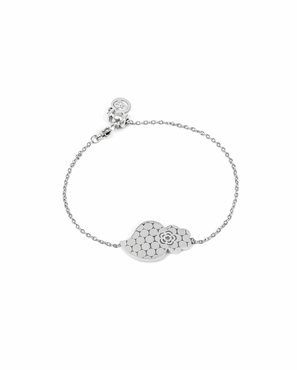 Steel Bracelet with Viana Heart and Textured Design (GB)