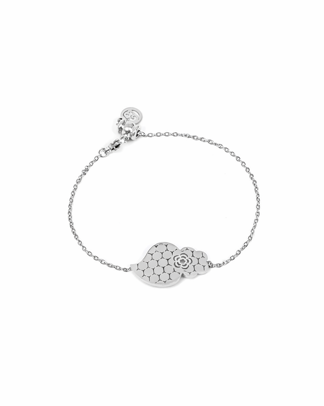 Steel Bracelet with Viana Heart and Textured Design (GB)