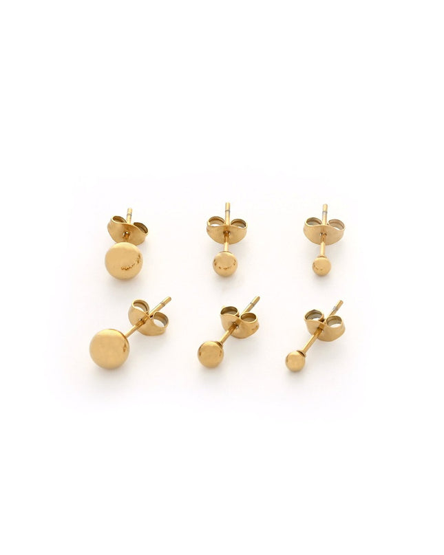Set of 3 pairs of GB steel ball earrings