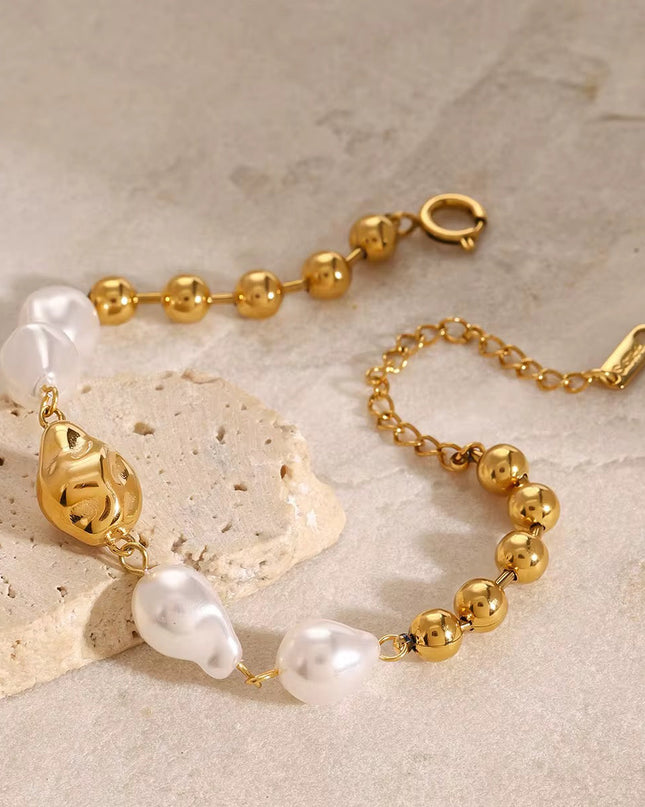 Pulseira em aço com Pérolas