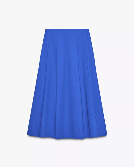 Saia Midi com pregas Azul