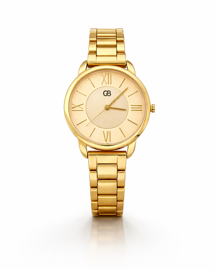 Gold analog watch | yellow dial GB