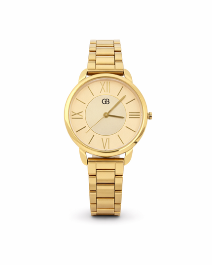Gold analog watch | yellow dial GB