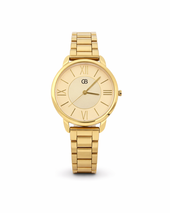 Gold analog watch | yellow dial GB