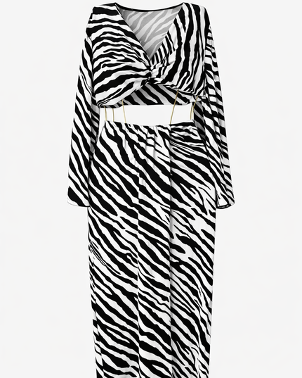 Zebra print skirt set - Black/White