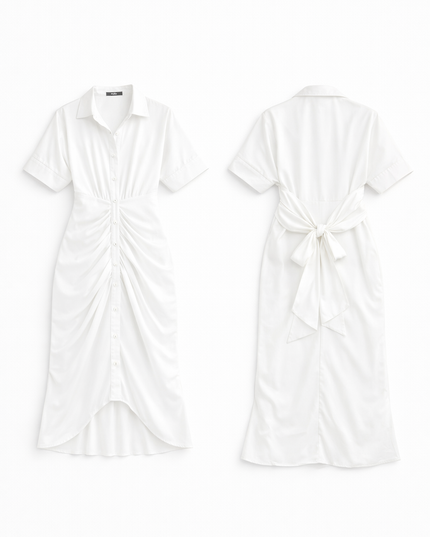Vestido longo com gola