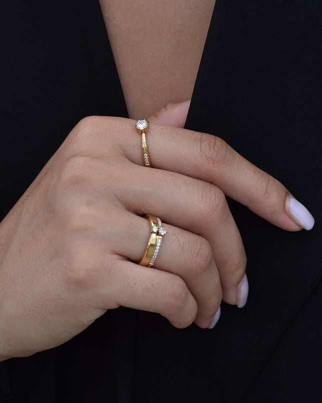 Delicate ring with cubic zirconia.