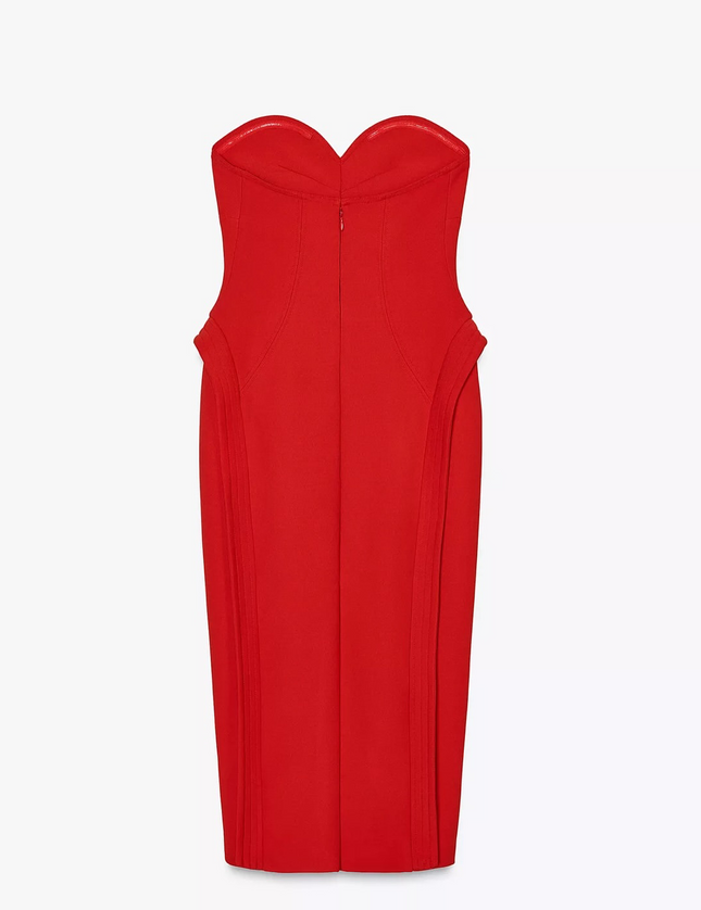 Zara - Midi Dress with Sweetheart Neckline