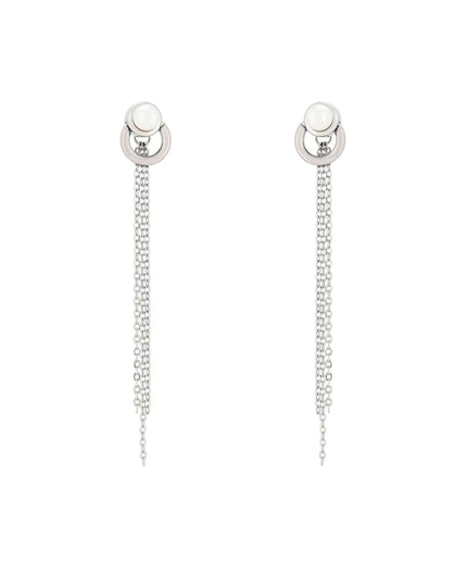 Long steel earrings with pearl GB
