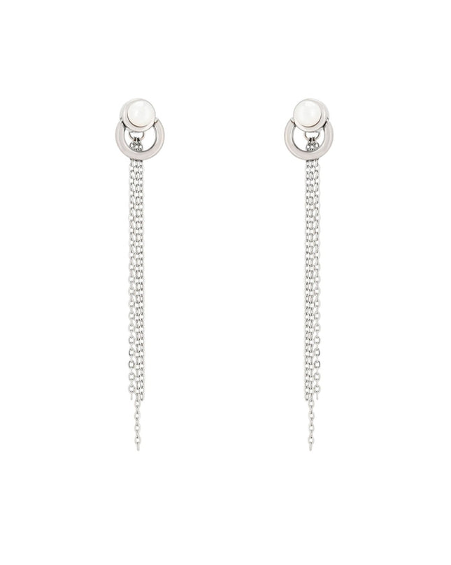Long steel earrings with pearl GB