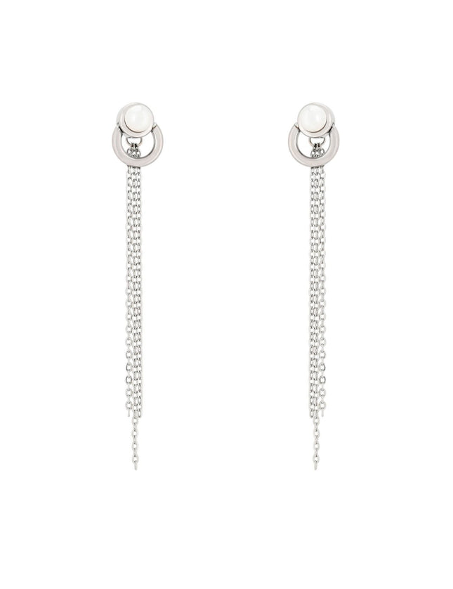 Long steel earrings with pearl GB