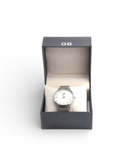 Silver analog watch