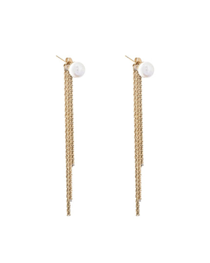 Long steel earrings with pearl GB