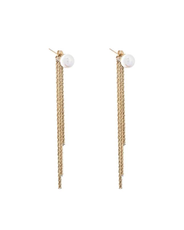 Long steel earrings with pearl GB