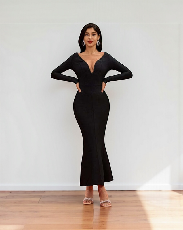 Isa midi dress - black