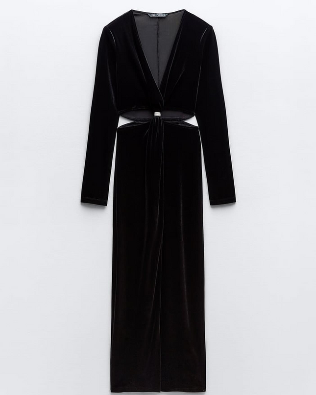 Vestido midi de veludo Zara