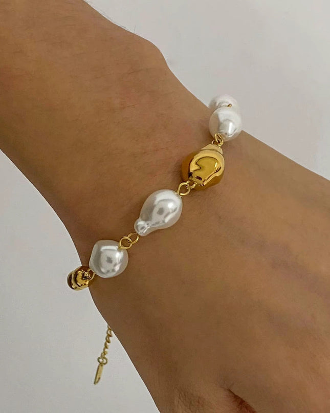 Pulseira em aço com Pérolas