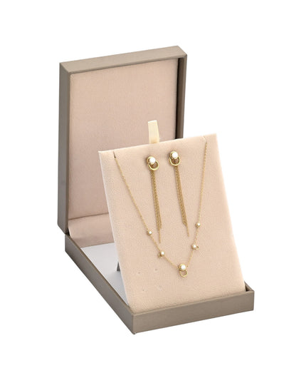 Steel set with pearls