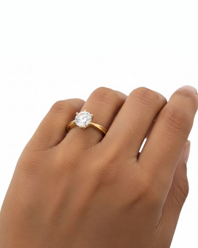 Brilliant solitaire steel ring GB