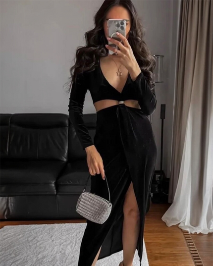 Vestido midi de veludo Zara